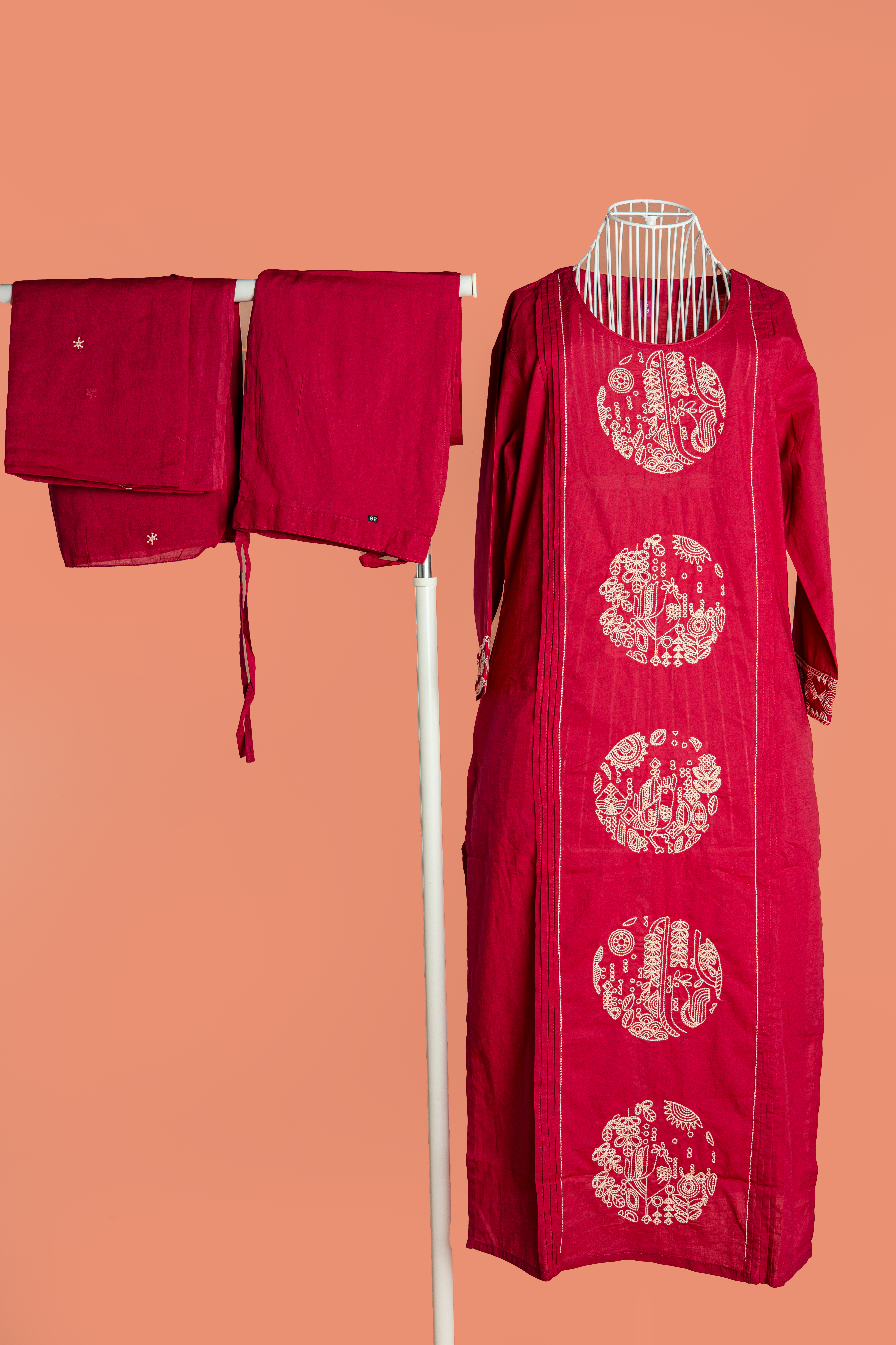 Fuchsia Embroidered Kurta Set