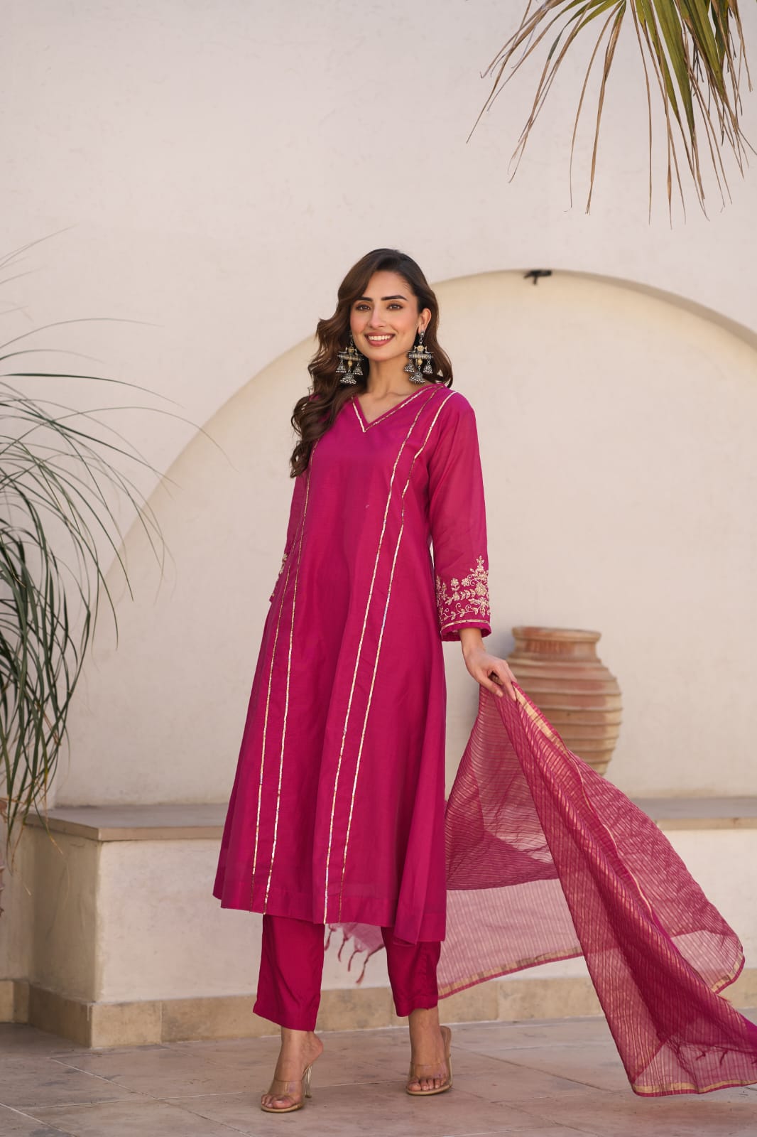 Fuchsia Mal Chanderi Suit