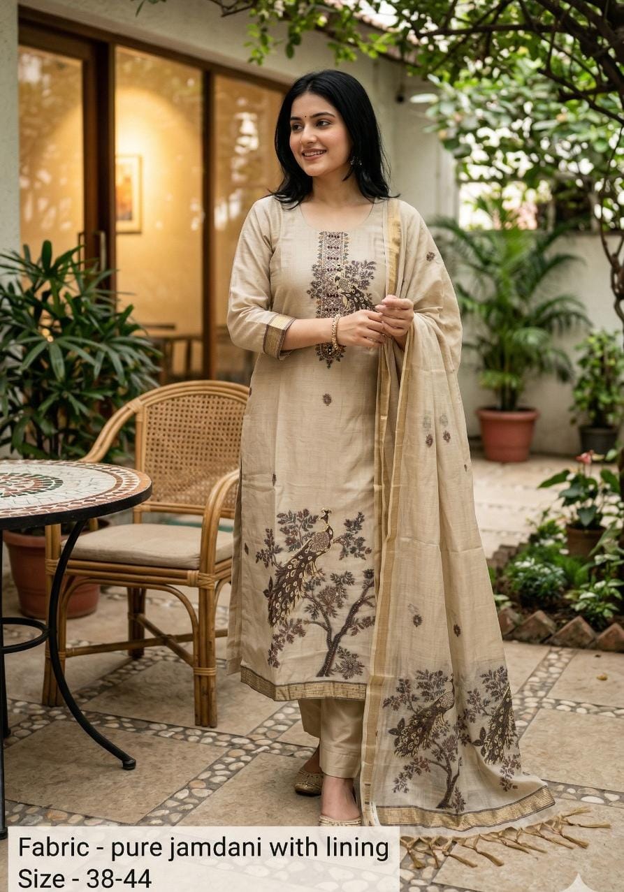 Mustard Floral Ethnic Suit